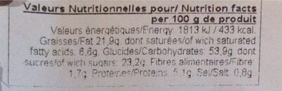 Madeleines nature x 6 - Informations nutritionnelles