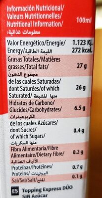 Topping - Informations nutritionnelles