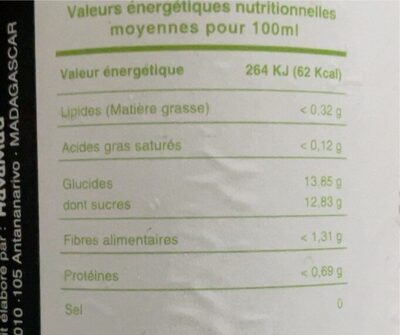 Ananas litchi Moringa - Informations nutritionnelles - fr